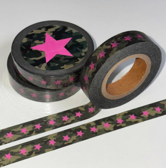 Korean Style Washi Tape Samples - Music Notes, Denim Stars, Tomato, Eyes & Pink Leopard Patterns, Cute Stationery for Journaling