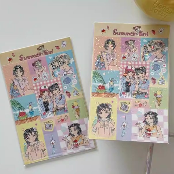 Sticker Sheet |Summer Girl Vintage Portrait Stickers for Journal Collage