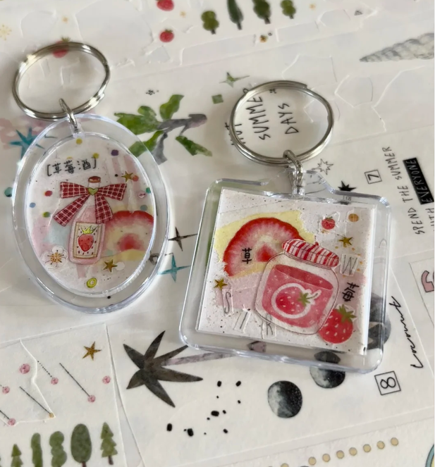 Unique Resin Sticker Art Keychain
