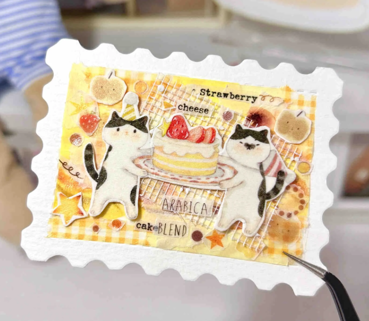 Paper Ephemera&Stamp Sticker Cards(5.5''×7.3")