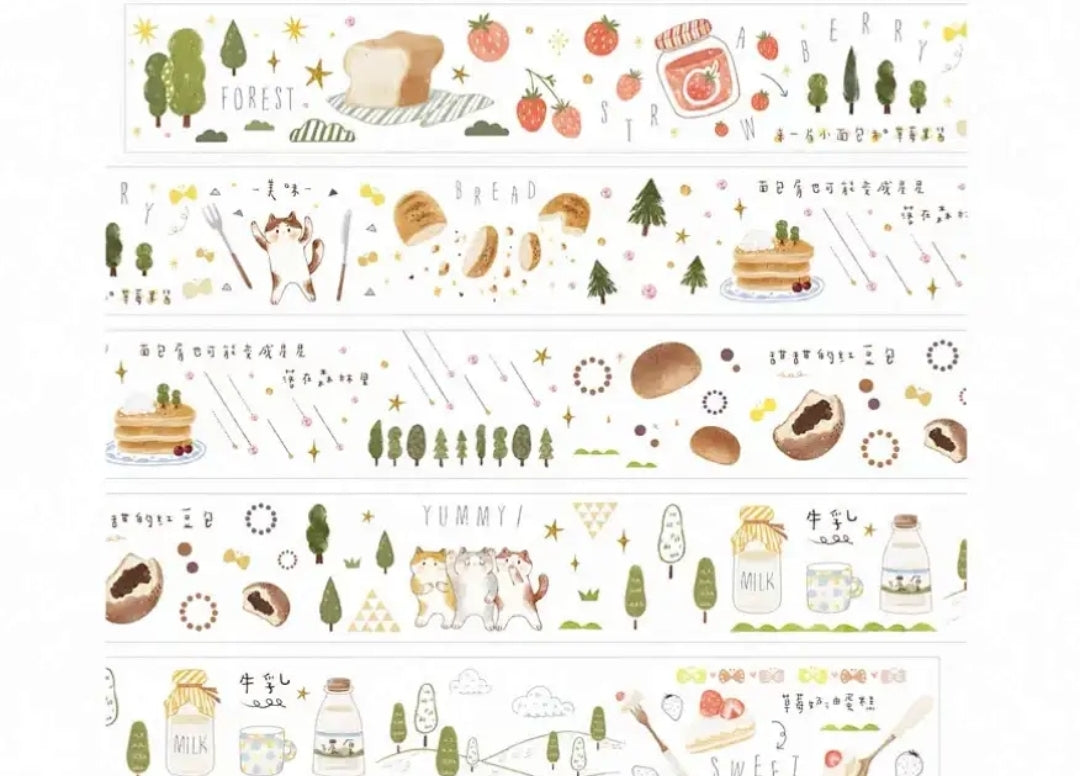 Strawberry Whispers Washi Tape Set, Aesthetic Journaling Supplies, Scrapbooking Stickers, Cute Stationery Collection