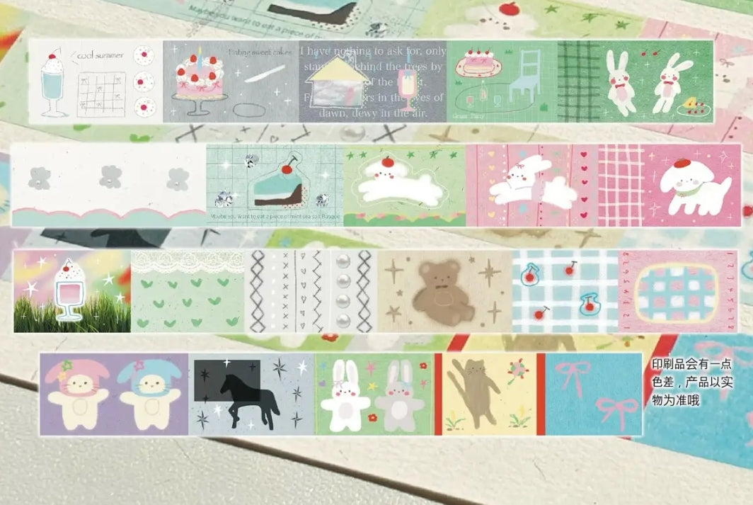 Assorted Washi Tape and Sticker Set for Planners/Scrapbooks | Mixed Journaling Supplies, Cute Stationery Collection