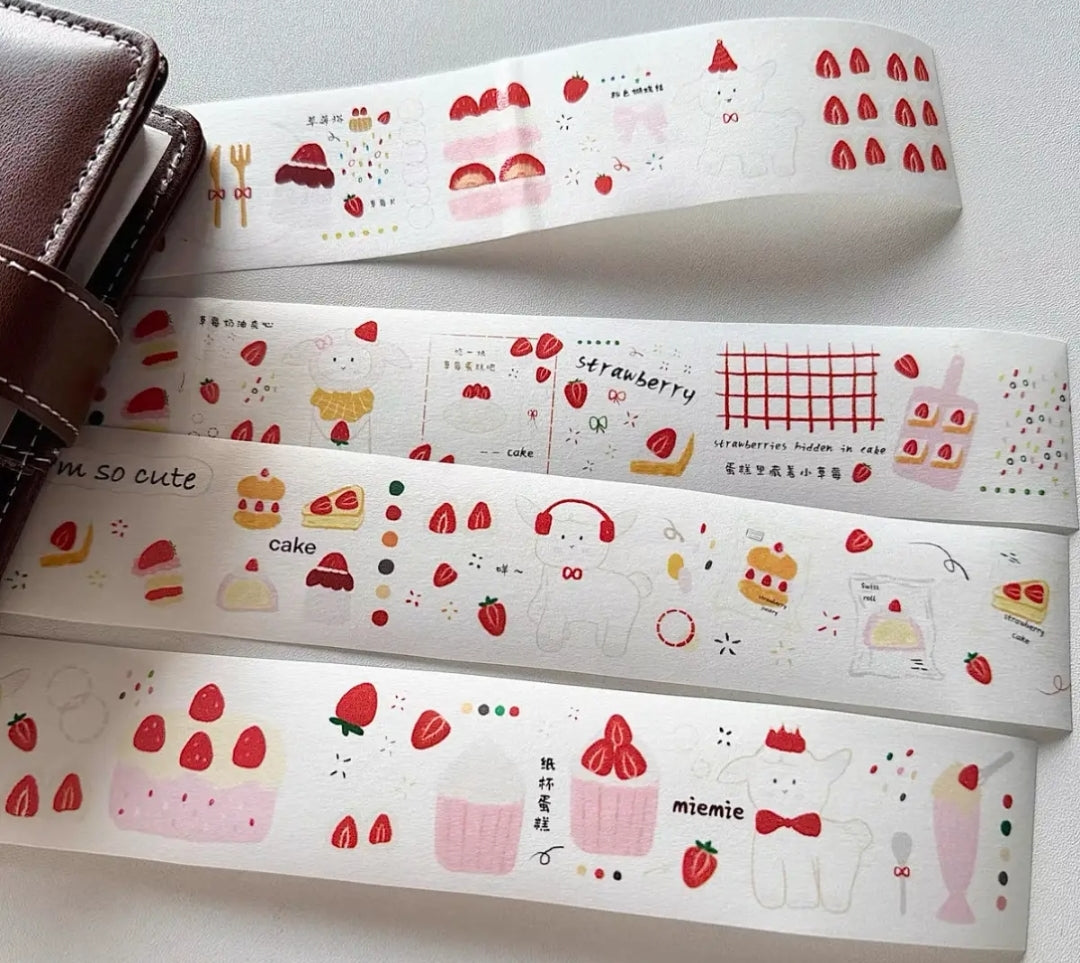 Aesthetic Strawberry Dopamine Sticker Collection | Kawaii Journal Stickers, Cute & Vibrant Planner Samples