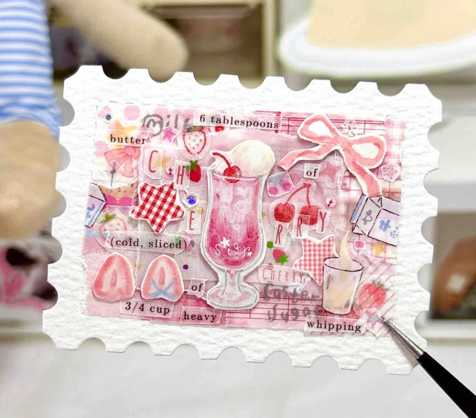 Paper Ephemera&Stamp Sticker Cards(5.5''×7.3")