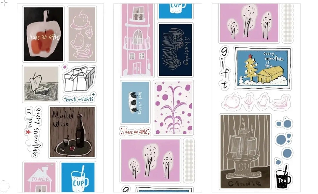 Forest Whispers & Daydreams - Washi Tape Sample Set | Berry Lamb, Romantic Puppy, Dream Diary | Cute Journal Supplies, Kawaii Stickers for Scrapbooking