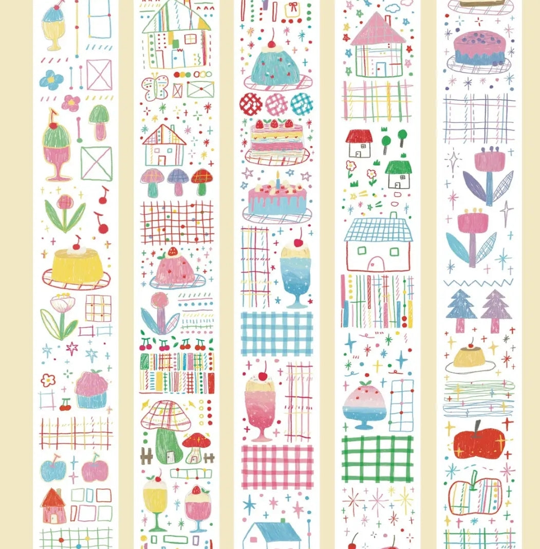 Assorted Washi Tape and Sticker Set for Planners/Scrapbooks | Mixed Journaling Supplies, Cute Stationery Collection