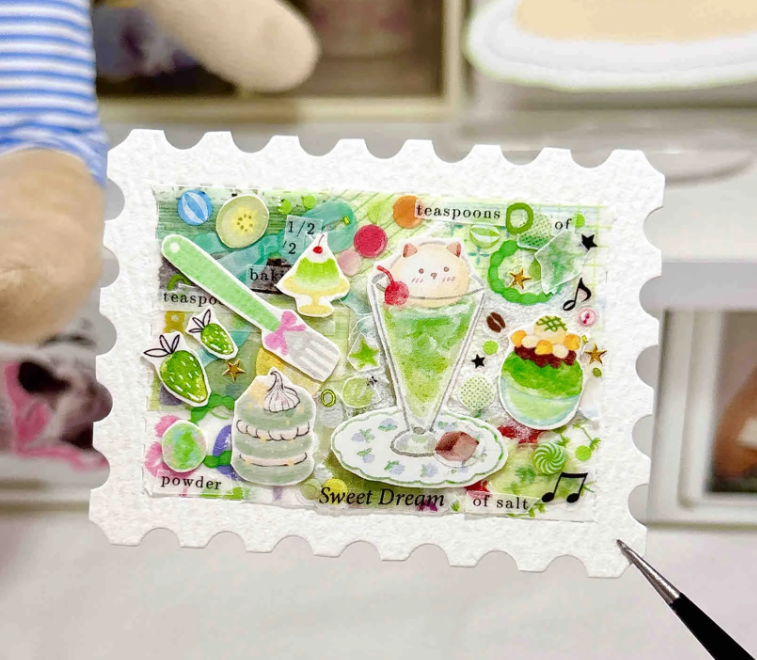 Paper Ephemera&Stamp Sticker Cards(5.5''×7.3")