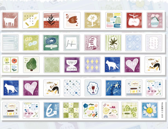 Washi Tape Samples - Cute Little Elements Collection (Apple, Strawberry, Cup, Patterns)