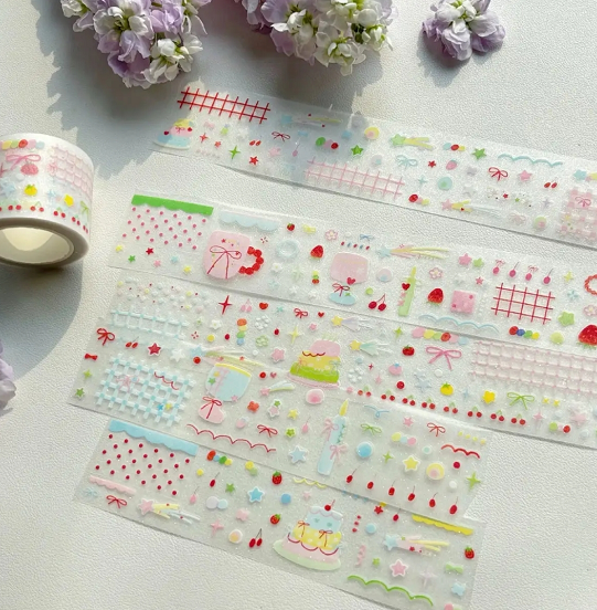 Assorted Washi Tape and Sticker Set for Planners/Scrapbooks | Mixed Journaling Supplies, Cute Stationery Collection