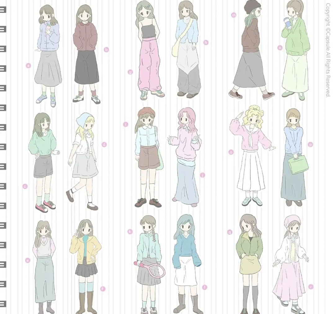 Minimalist Kawaii Washi Tape Set | Simple Cute Aesthetic, Japanese Stationery for Journal