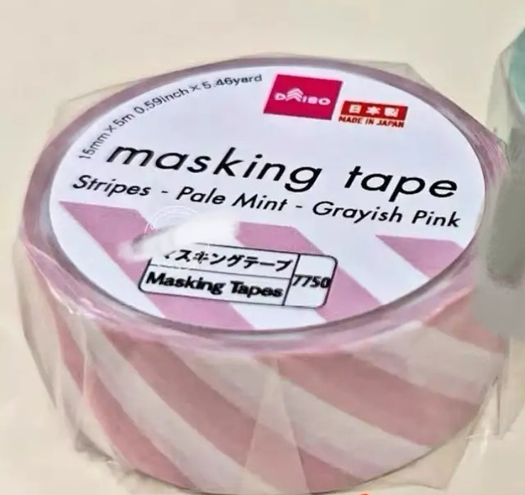 Japanese Made Basic Pattern Washi Tape Samples - Wide Roll Polka Dots & Stripes for Journaling, Aesthetic Stationery, Kawaii DIY Craft Supplies, Planner Stickers Collection