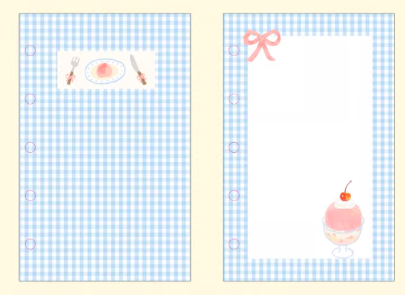 Journal|M5A7 Size Paper Refill – Cherry Cream, Powder Blue, Peach Check, Bunny, Pansy, Summer Pastel