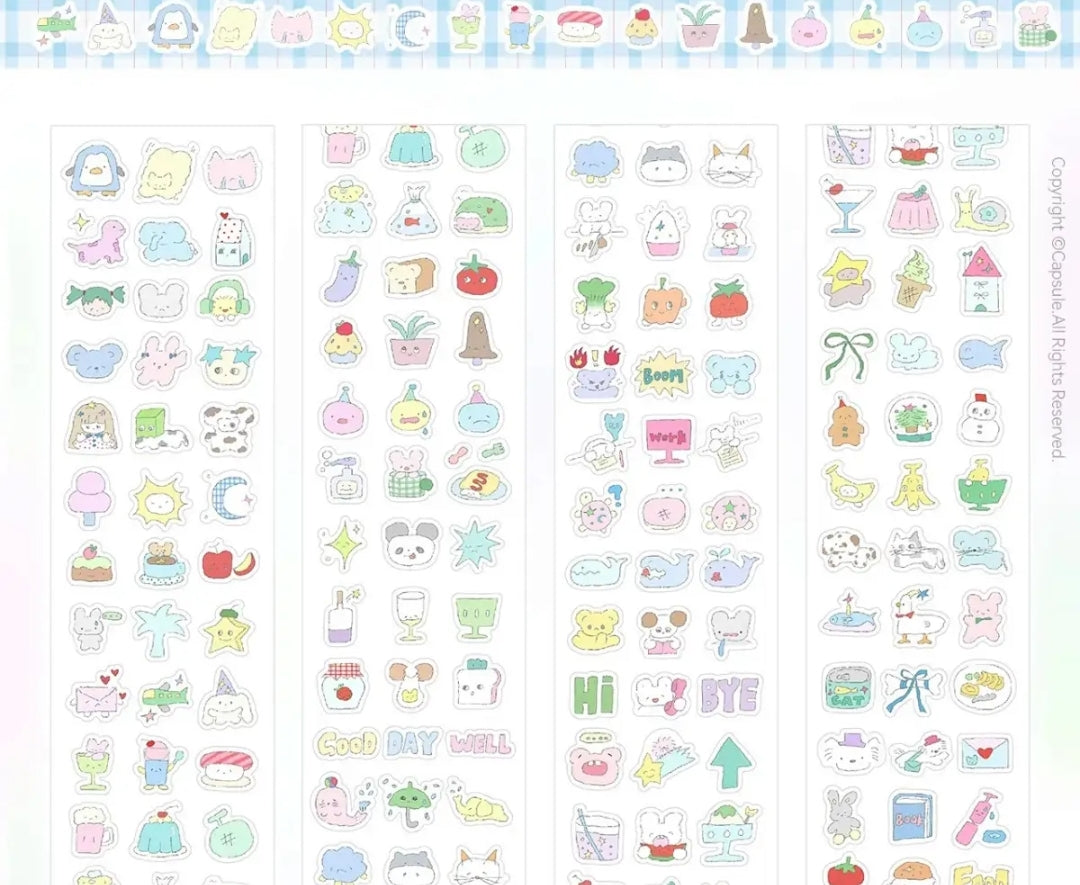 Minimalist Kawaii Washi Tape Set | Simple Cute Aesthetic, Japanese Stationery for Journal