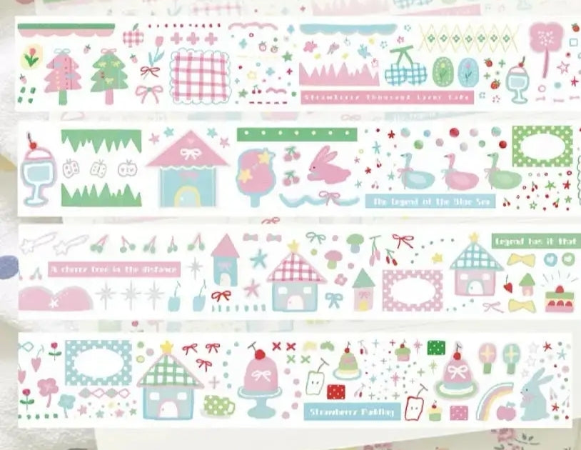 Assorted Washi Tape and Sticker Set for Planners/Scrapbooks | Mixed Journaling Supplies, Cute Stationery Collection