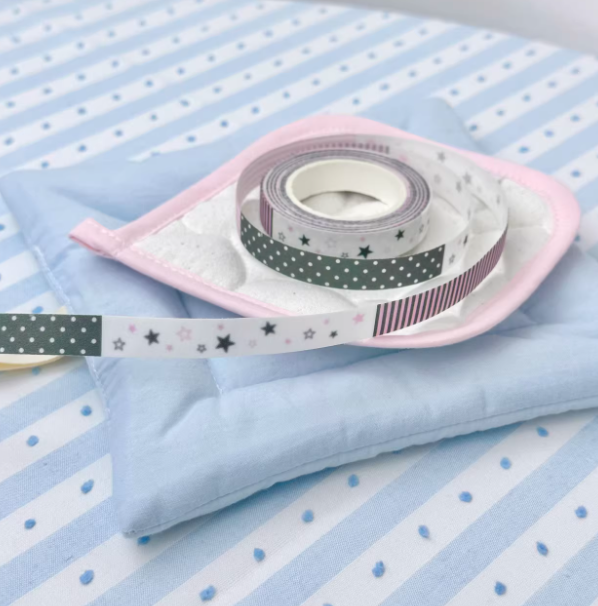 Washi Tape | Glitter Sand Stripe Washi Tape Checkered, Polka Dot & Star Pattern 1cm x 10m