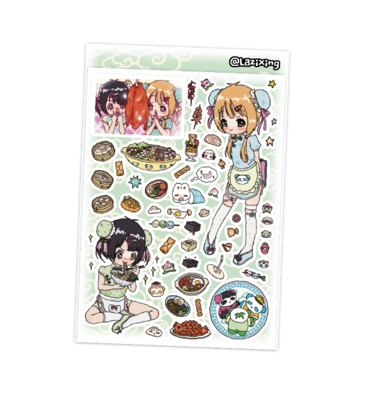Sticker Sheet | Japanese Retro-style Phone Case Stickers Cute Anime Girl Character Decorative Stickers