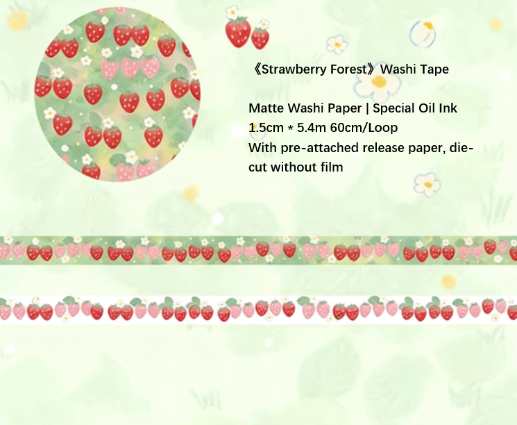 Washi Tape|Strawberry Forest - Whimsical Flowers & Salt-style Journal Decorative Tape