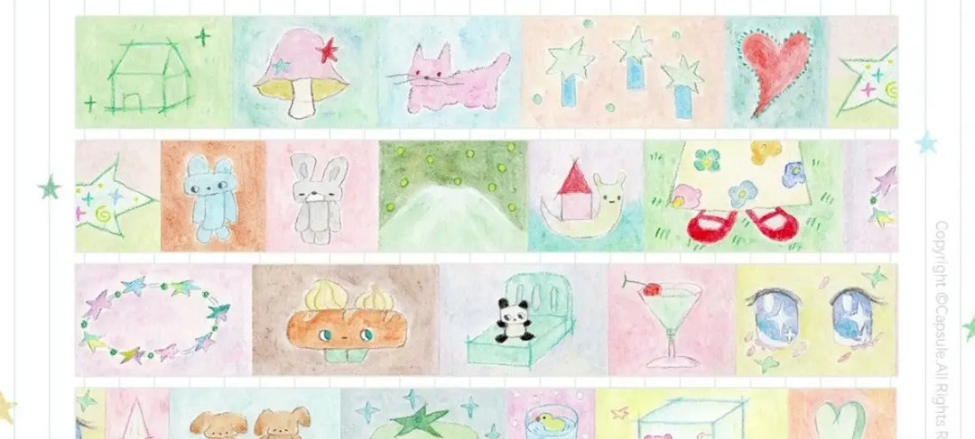 Minimalist Kawaii Washi Tape Set | Simple Cute Aesthetic, Japanese Stationery for Journal