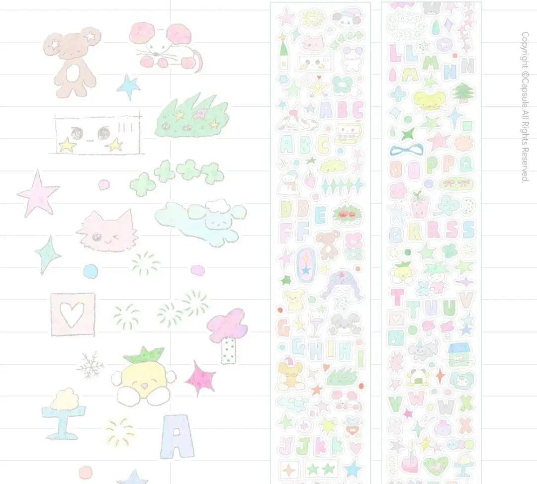 Minimalist Kawaii Washi Tape Set | Simple Cute Aesthetic, Japanese Stationery for Journal