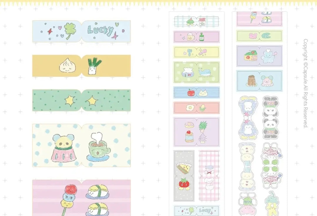 Minimalist Kawaii Washi Tape Set | Simple Cute Aesthetic, Japanese Stationery for Journal