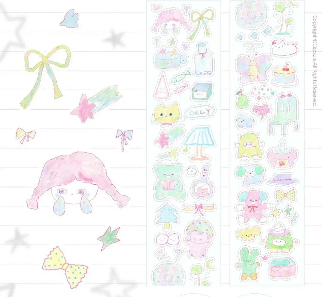 Minimalist Kawaii Washi Tape Set | Simple Cute Aesthetic, Japanese Stationery for Journal