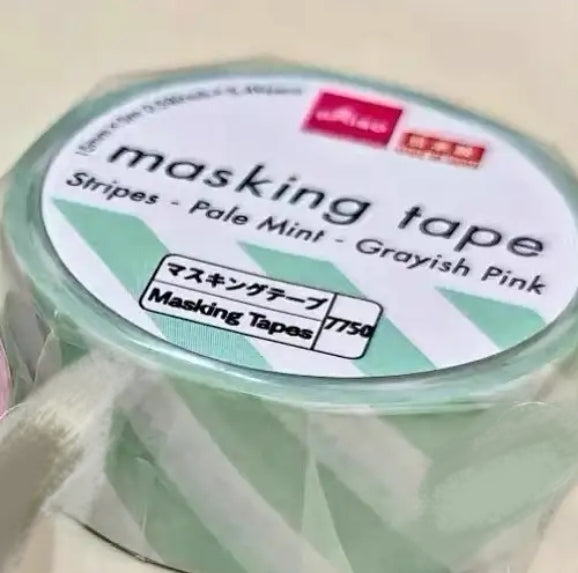 Japanese Made Basic Pattern Washi Tape Samples - Wide Roll Polka Dots & Stripes for Journaling, Aesthetic Stationery, Kawaii DIY Craft Supplies, Planner Stickers Collection