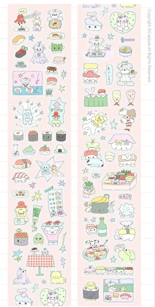 Minimalist Kawaii Washi Tape Set | Simple Cute Aesthetic, Japanese Stationery for Journal