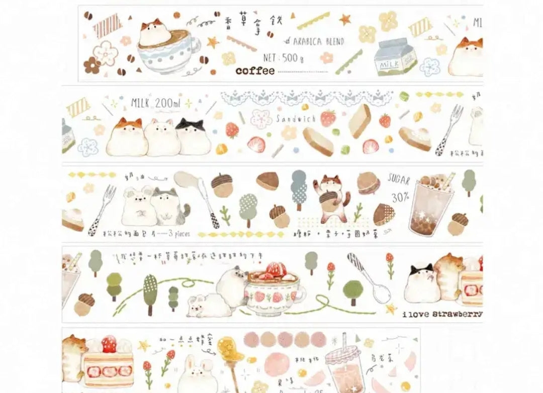 Strawberry Whispers Washi Tape Set, Aesthetic Journaling Supplies, Scrapbooking Stickers, Cute Stationery Collection