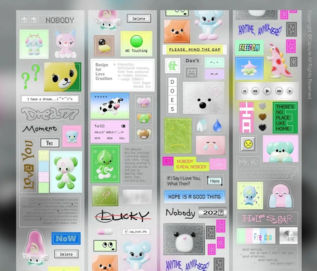 Minimalist Kawaii Washi Tape Set | Simple Cute Aesthetic, Japanese Stationery for Journal