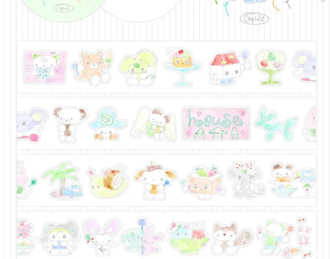 Minimalist Kawaii Washi Tape Set | Simple Cute Aesthetic, Japanese Stationery for Journal