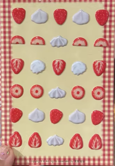 Sticker Sheet | Bubble Sticker 3D Christmas Strawberry Cream Dessert Sticker Decoration DIY Scrapbooking