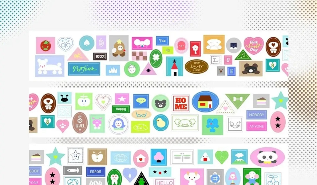 Minimalist Kawaii Washi Tape Set | Simple Cute Aesthetic, Japanese Stationery for Journal