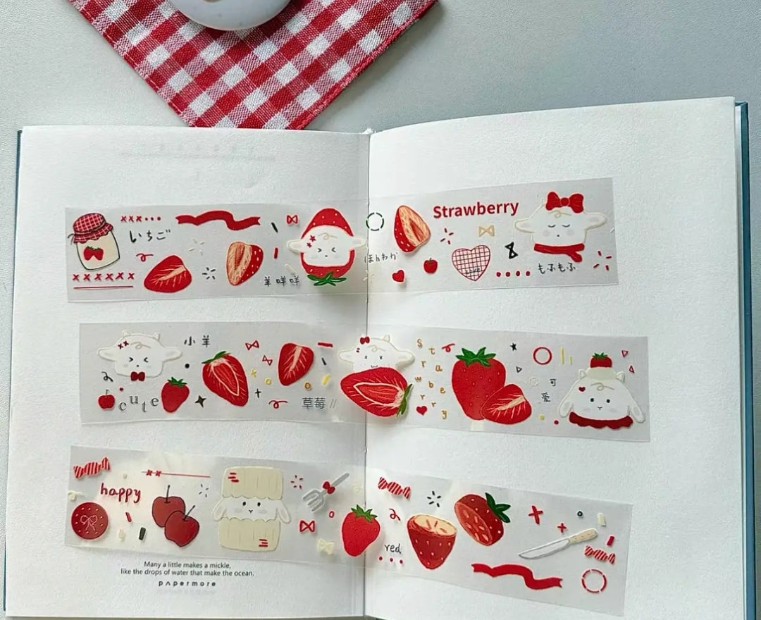 Aesthetic Strawberry Dopamine Sticker Collection | Kawaii Journal Stickers, Cute & Vibrant Planner Samples