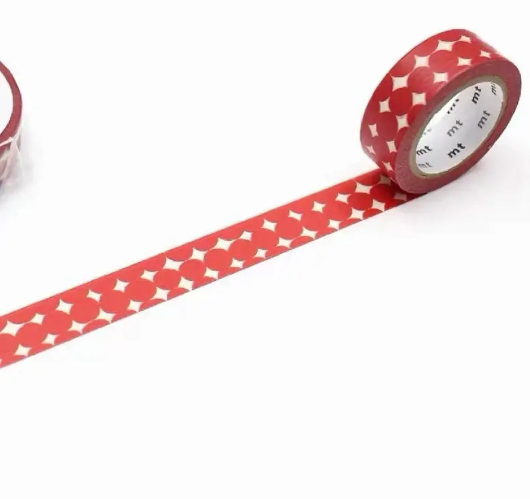 Japanese Made Basic Pattern Washi Tape Samples - Wide Roll Polka Dots & Stripes for Journaling, Aesthetic Stationery, Kawaii DIY Craft Supplies, Planner Stickers Collection