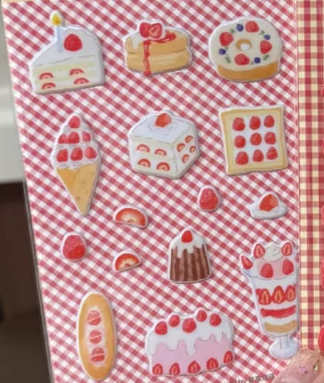 Sticker Sheet | Bubble Sticker 3D Christmas Strawberry Cream Dessert Sticker Decoration DIY Scrapbooking