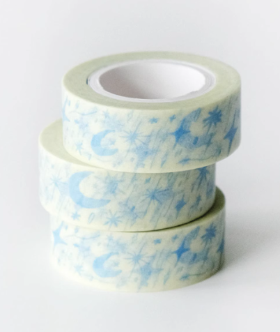 Korean Style Washi Tape Samples - Music Notes, Denim Stars, Tomato, Eyes & Pink Leopard Patterns, Cute Stationery for Journaling