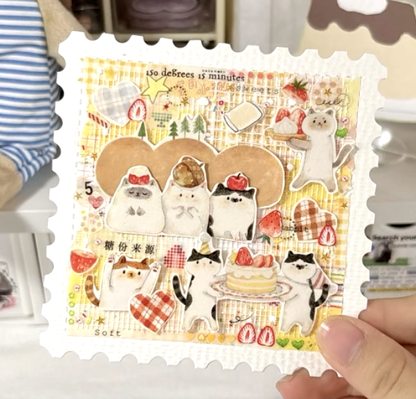 Paper Ephemera&Stamp Sticker Cards(10''×10")