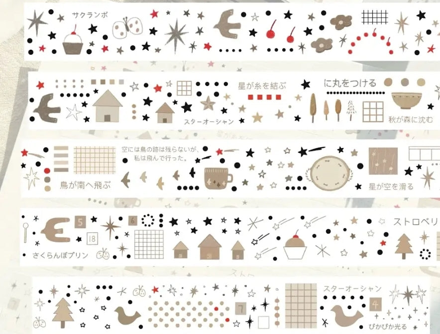 Assorted Washi Tape and Sticker Set for Planners/Scrapbooks | Mixed Journaling Supplies, Cute Stationery Collection