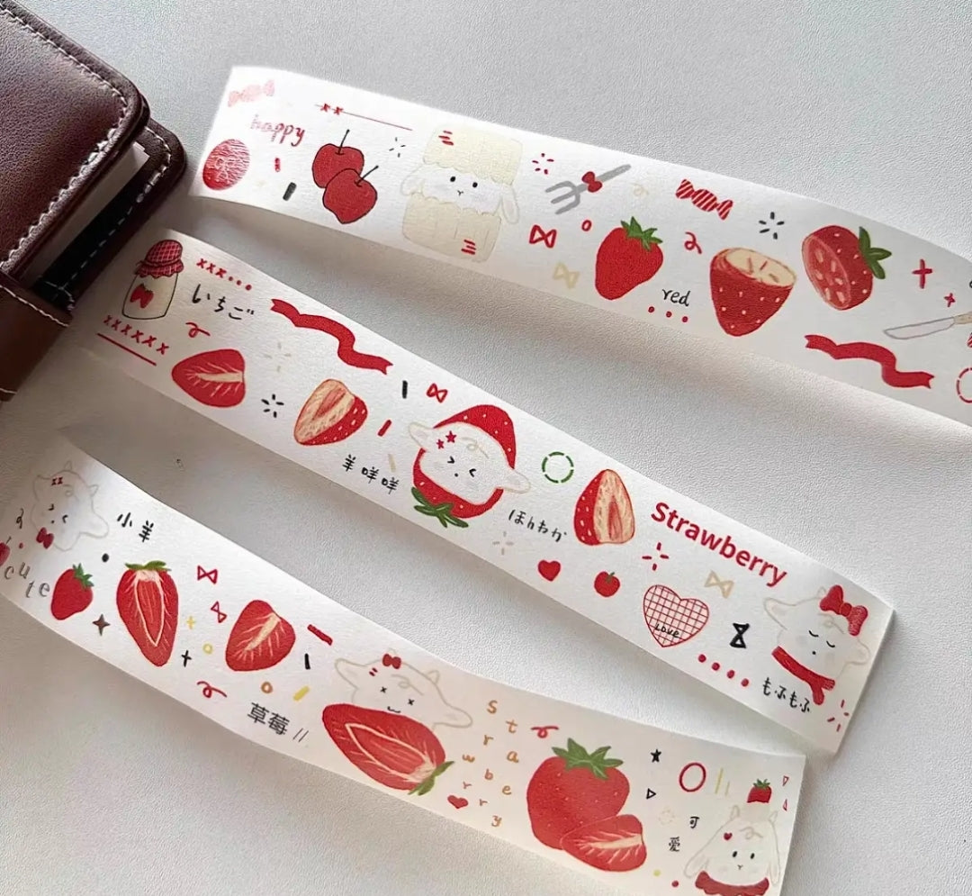 Aesthetic Strawberry Dopamine Sticker Collection | Kawaii Journal Stickers, Cute & Vibrant Planner Samples