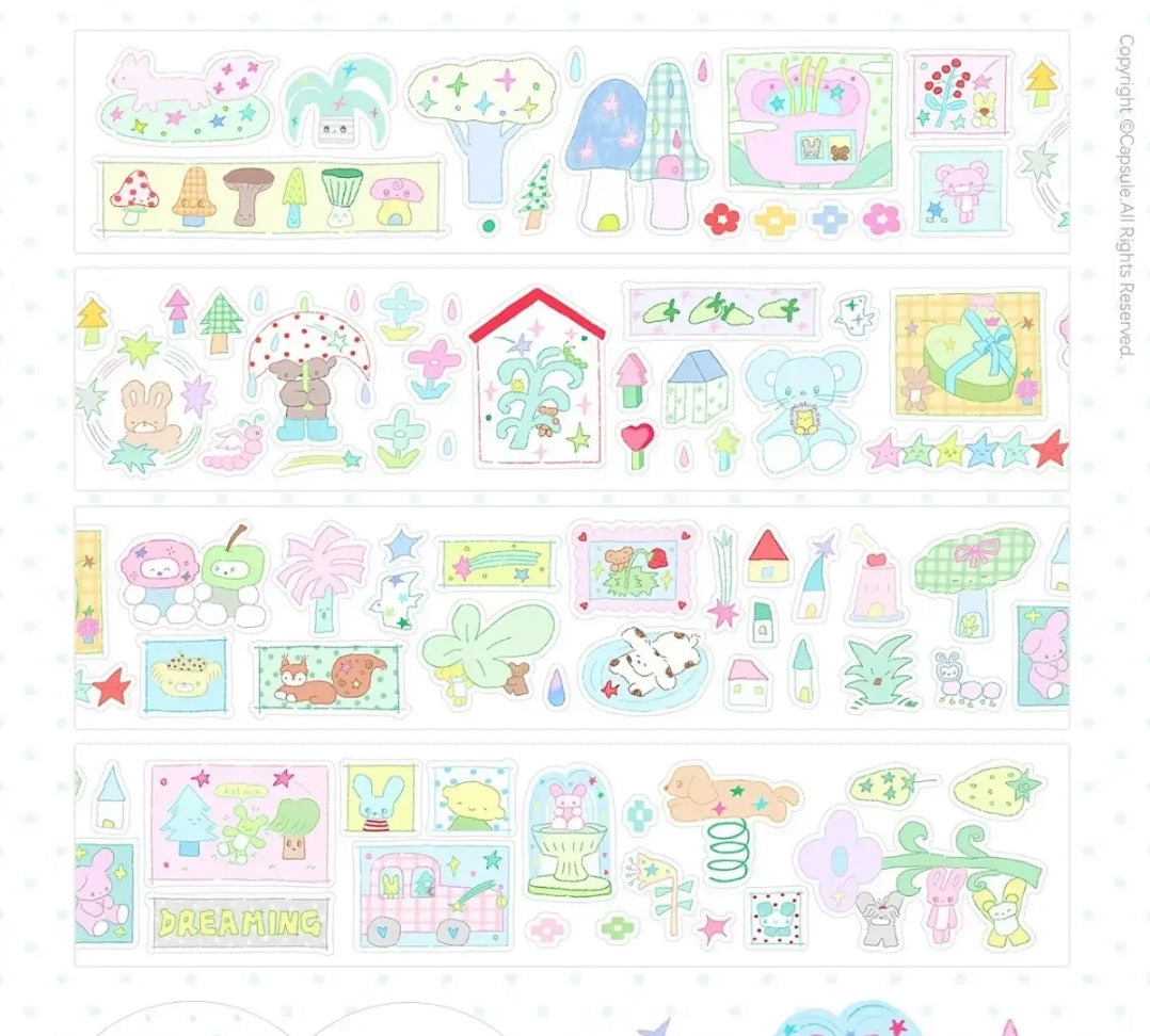 Minimalist Kawaii Washi Tape Set | Simple Cute Aesthetic, Japanese Stationery for Journal