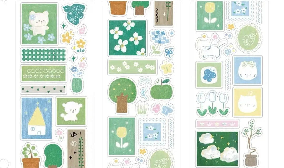 Forest Whispers & Daydreams - Washi Tape Sample Set | Berry Lamb, Romantic Puppy, Dream Diary | Cute Journal Supplies, Kawaii Stickers for Scrapbooking