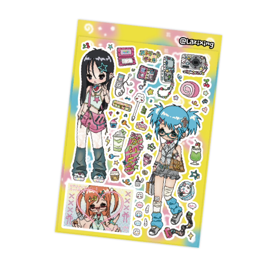 Sticker Sheet | Japanese Retro-style Phone Case Stickers Cute Anime Girl Character Decorative Stickers