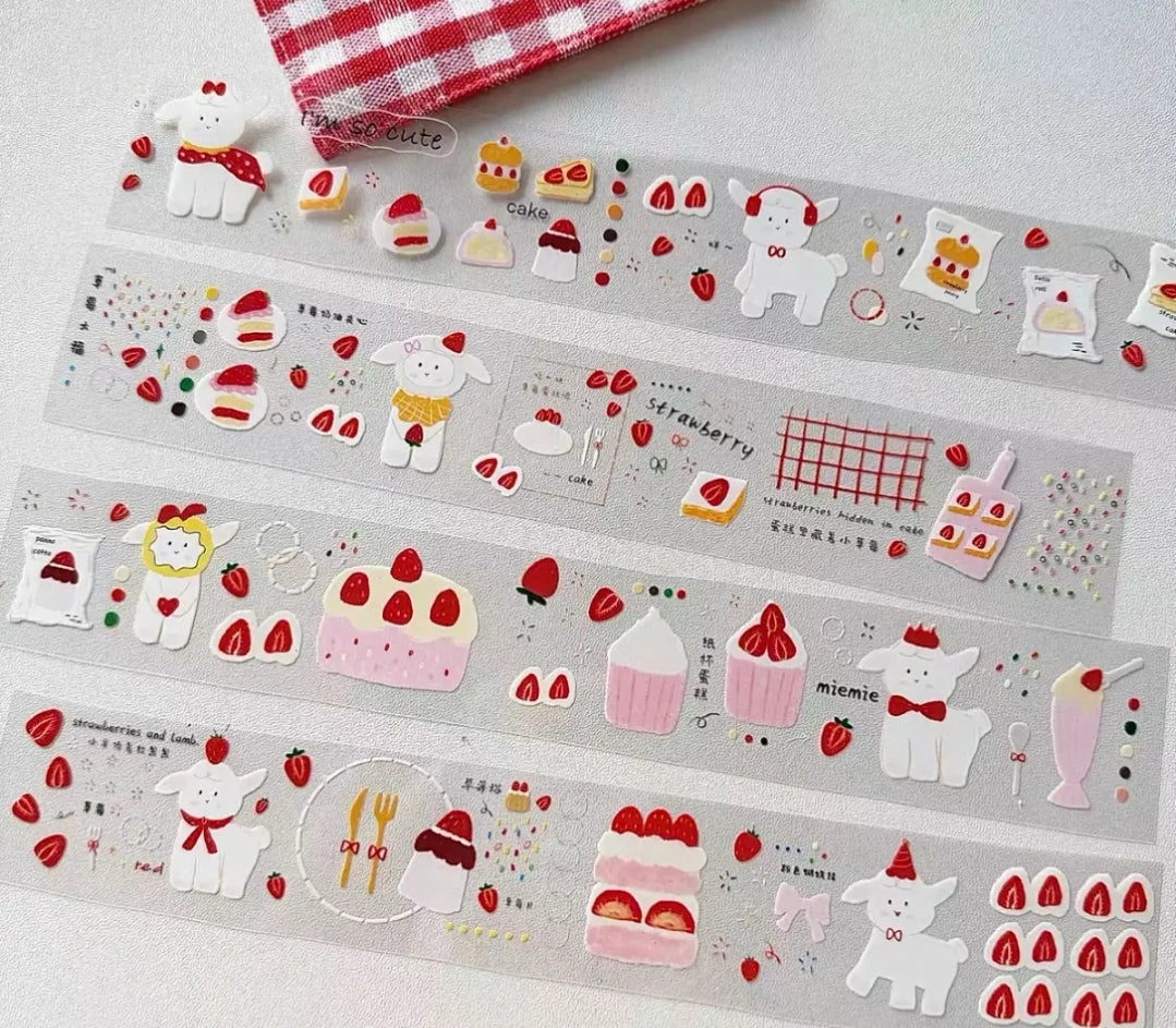 Aesthetic Strawberry Dopamine Sticker Collection | Kawaii Journal Stickers, Cute & Vibrant Planner Samples