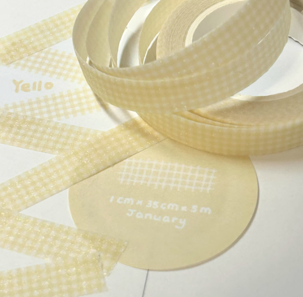 Washi Tape | Glitter Sand Stripe Washi Tape Checkered, Polka Dot & Star Pattern 1cm x 10m