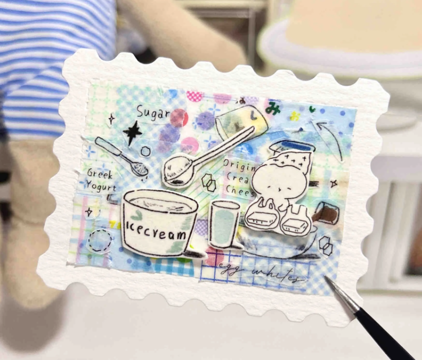 Paper Ephemera&Stamp Sticker Cards(5.5''×7.3")