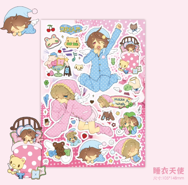 Sticker Sheet | Character Stickers - Japanese Cute Girl Style Deco Scrapbook, Phone Case DIY Material Decals