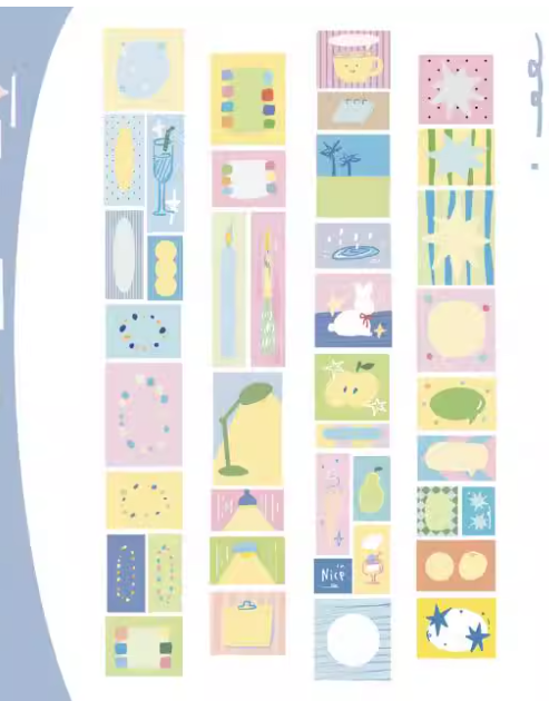 Collage Memo & Washi Tape Sample Kit - Aesthetic Journaling Supplies, Scrapbooking Stickers, Kawaii Stationery Collection, Bullet Journal Materials, DIY Craft Kit, Decorative Tape Set, Planner Essentials, Mixed Media Art Supplies, Colorful Journal Extras