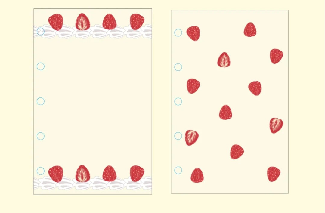 Journal|M5 A7 Size Paper refills-Strawberry Cream Cake & Sweet Plaid Pattern-Minimalist, Cute, Vintage Aesthetic Notebook for Girls