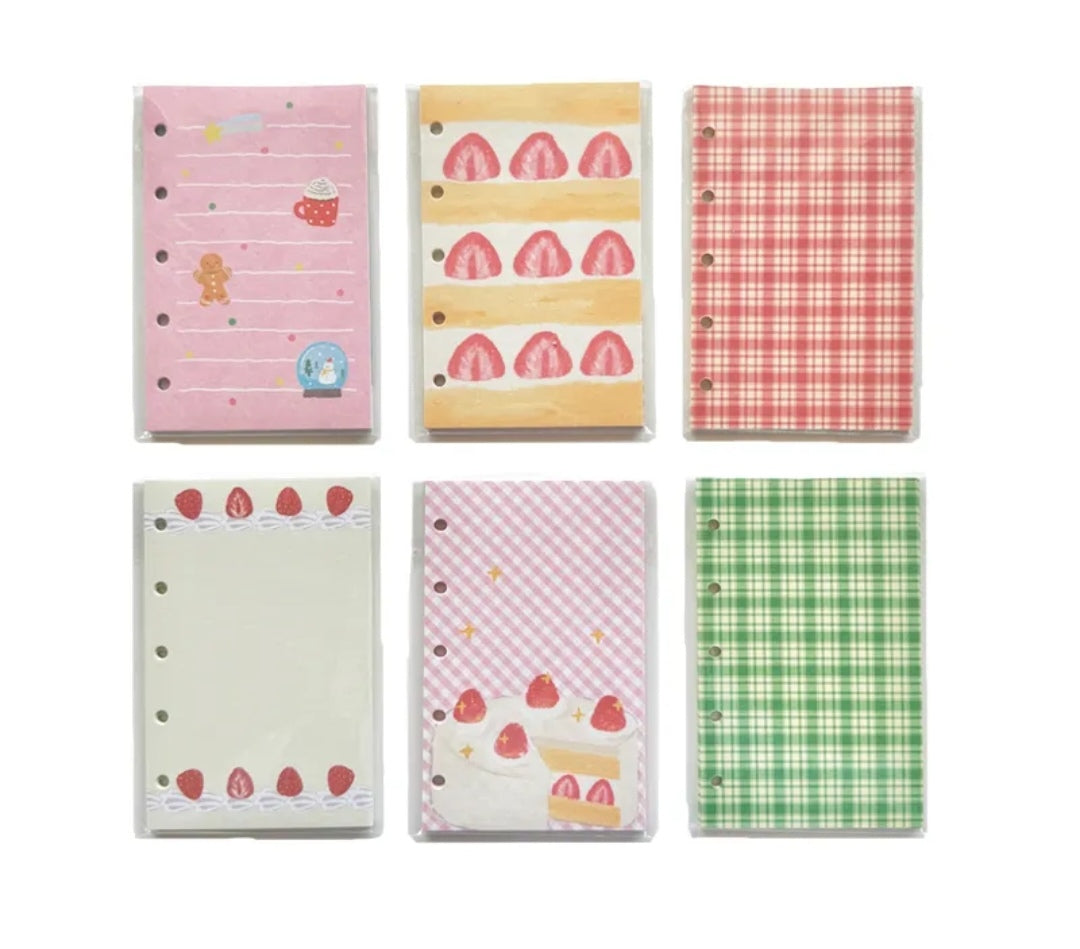 Journal|M5 A7 Size Paper refills-Strawberry Cream Cake & Sweet Plaid Pattern-Minimalist, Cute, Vintage Aesthetic Notebook for Girls