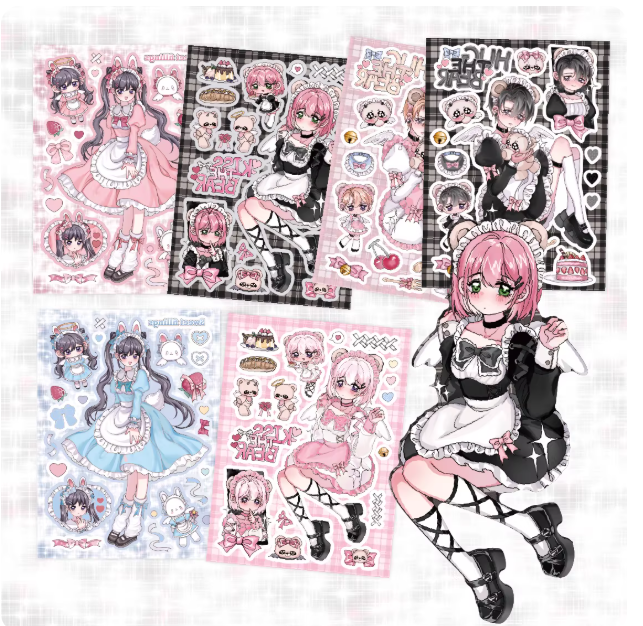 Sticker Sheet | Set of 6 Deco Stickers Scrapbooking, Phone Case, iPad Stickers Cartoon  Book Character Decoration DIY Decals